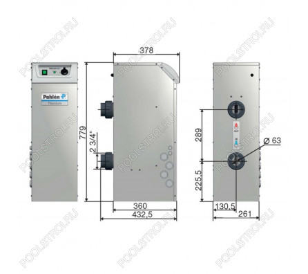 Водонагреватель Midi Heat EHD. 30 кВт. 2х15. 380В. цифровой . тэн титан
